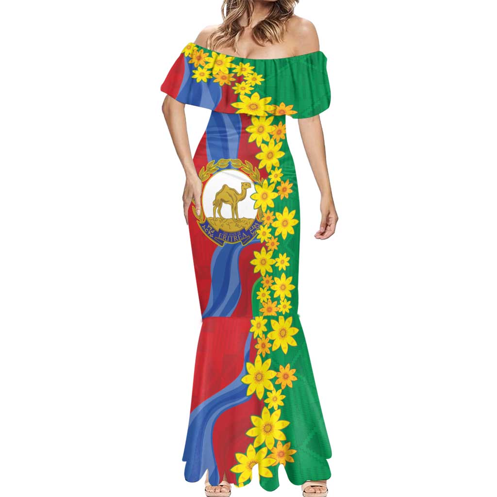 Eritrea New Year Personalized Mermaid Dress Enkutatash Adey Abeba Flower Art - Wonder Print Shop