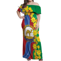 Eritrea New Year Personalized Off Shoulder Maxi Dress Enkutatash Adey Abeba Flower Art - Wonder Print Shop