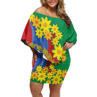 Eritrea New Year Personalized Off Shoulder Short Dress Enkutatash Adey Abeba Flower Art - Wonder Print Shop