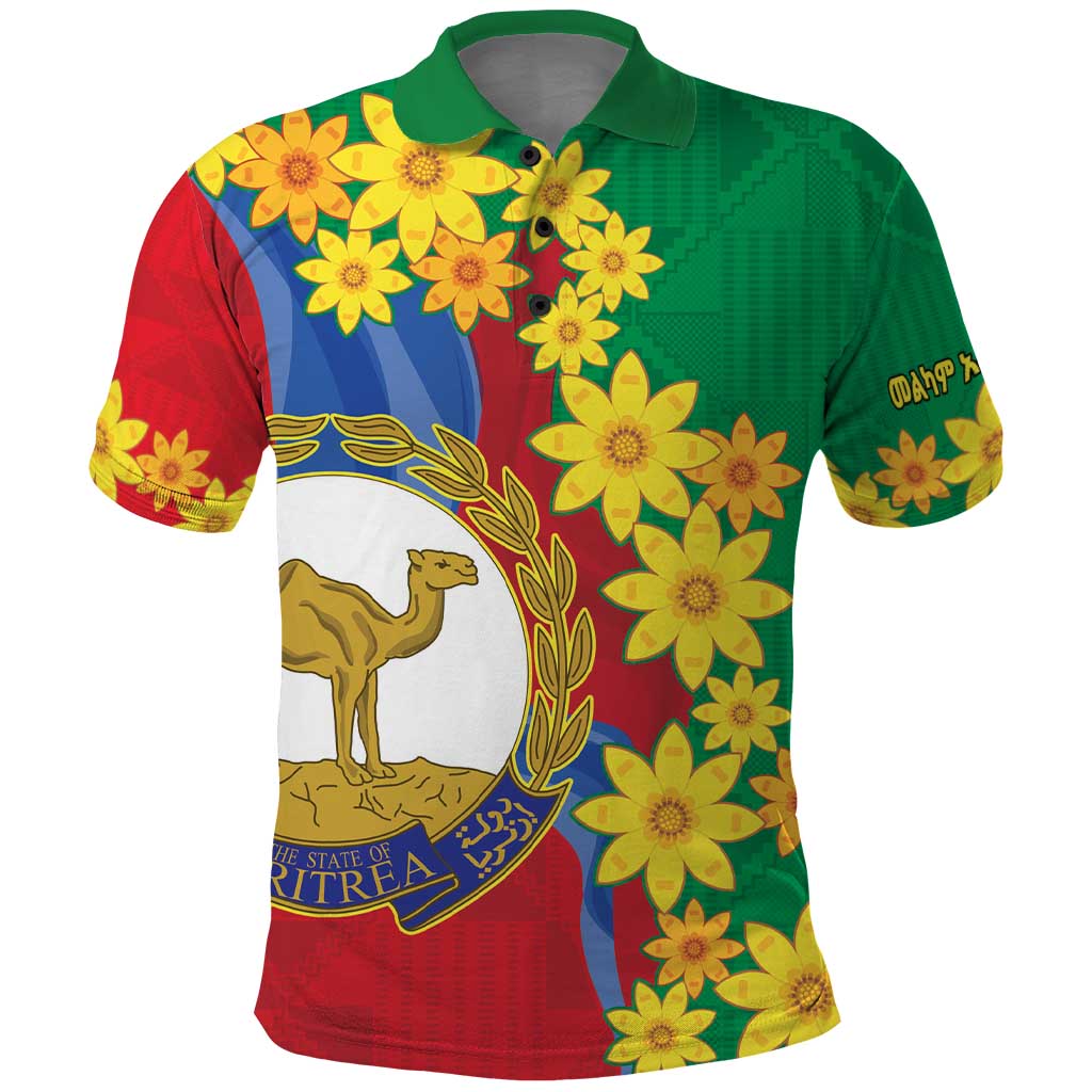 Eritrea New Year Personalized Polo Shirt Enkutatash Adey Abeba Flower Art - Wonder Print Shop