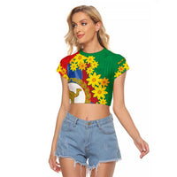 Eritrea New Year Personalized Raglan Cropped T Shirt Enkutatash Adey Abeba Flower Art - Wonder Print Shop