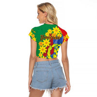 Eritrea New Year Personalized Raglan Cropped T Shirt Enkutatash Adey Abeba Flower Art - Wonder Print Shop
