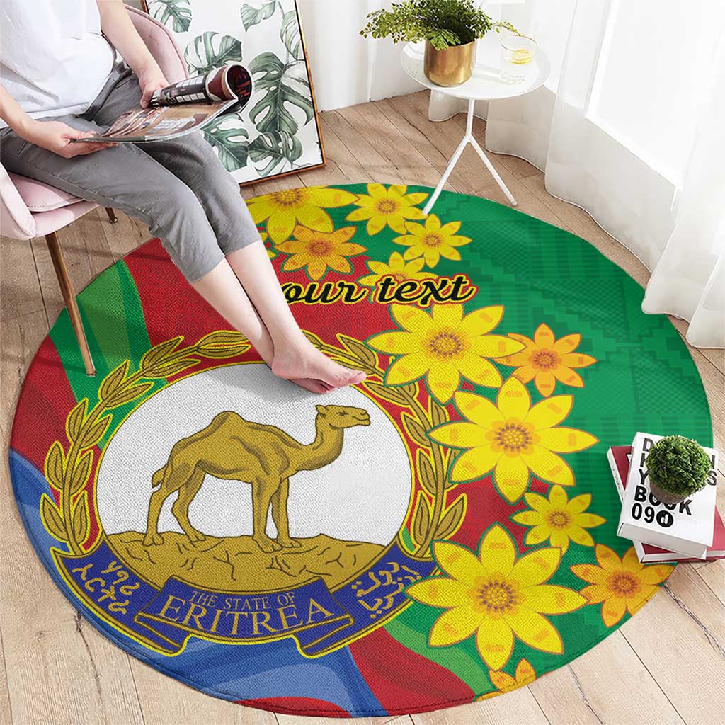 Eritrea New Year Personalized Round Carpet Enkutatash Adey Abeba Flower Art
