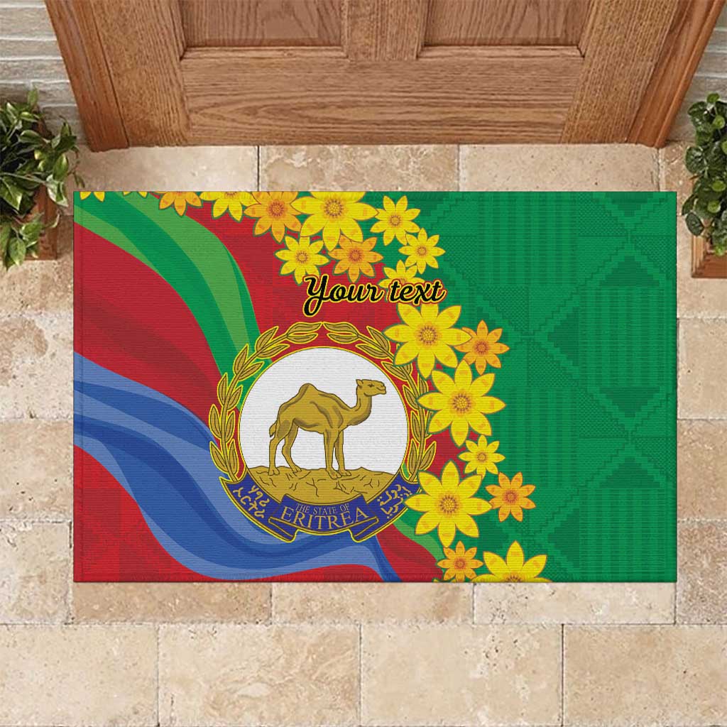 Eritrea New Year Personalized Rubber Doormat Enkutatash Adey Abeba Flower Art - Wonder Print Shop