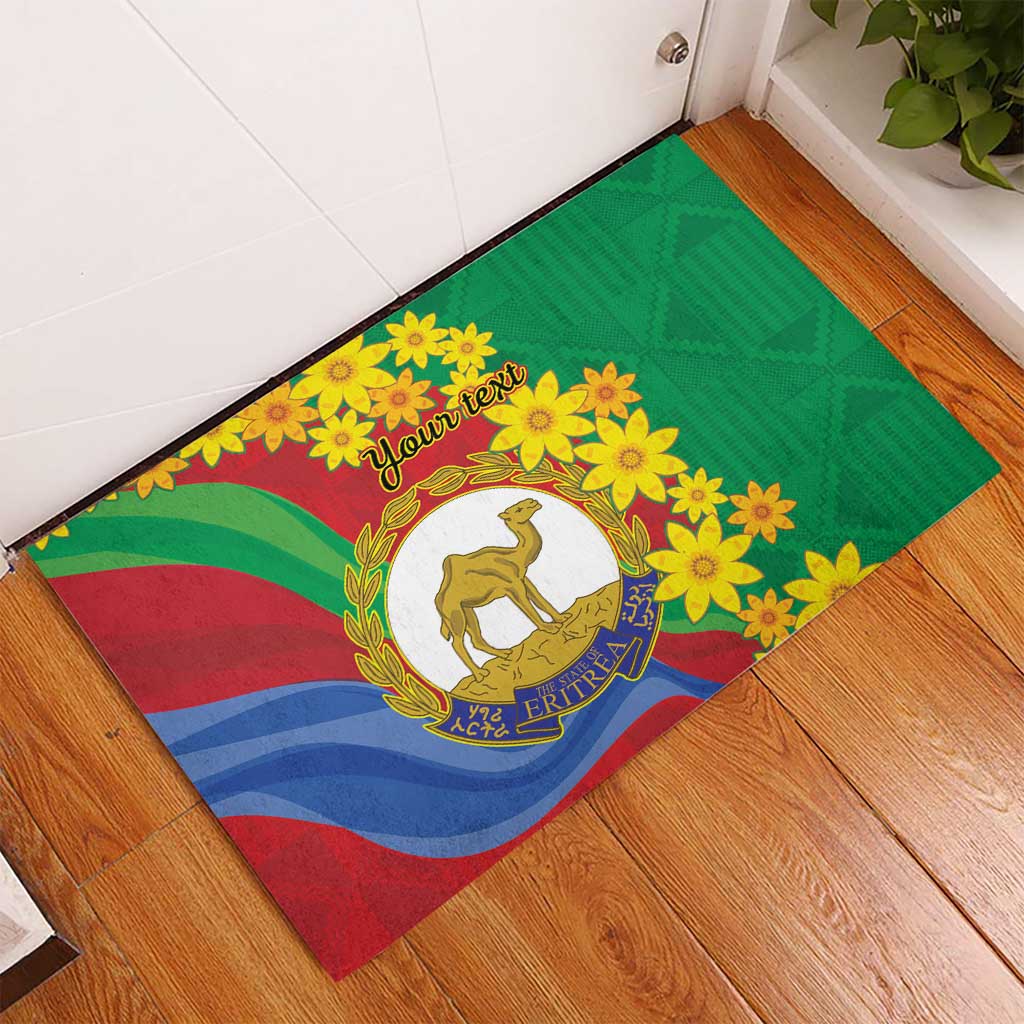 Eritrea New Year Personalized Rubber Doormat Enkutatash Adey Abeba Flower Art - Wonder Print Shop