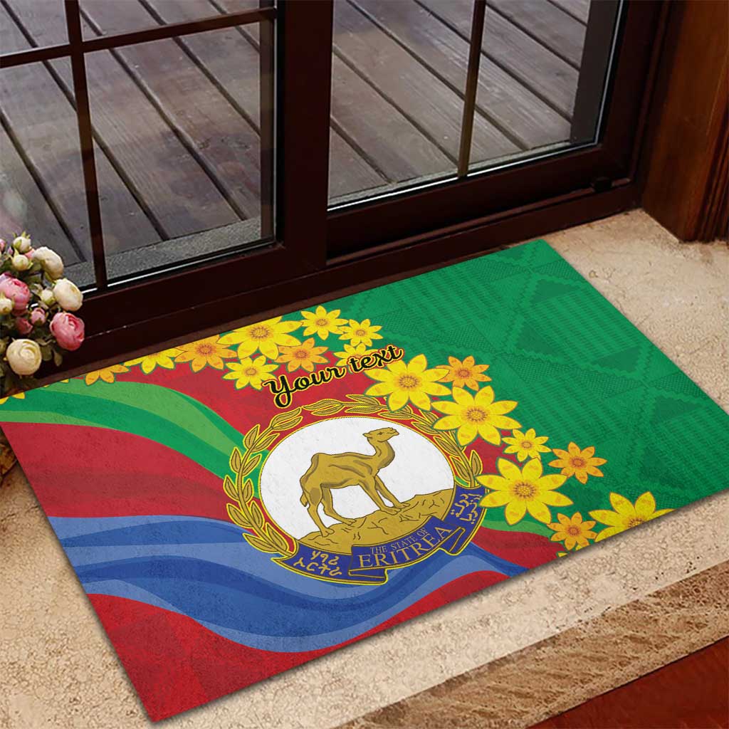 Eritrea New Year Personalized Rubber Doormat Enkutatash Adey Abeba Flower Art - Wonder Print Shop