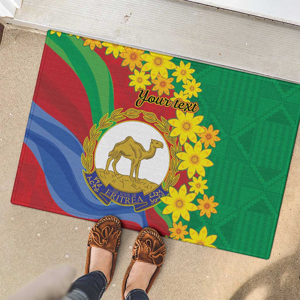 Eritrea New Year Personalized Rubber Doormat Enkutatash Adey Abeba Flower Art - Wonder Print Shop