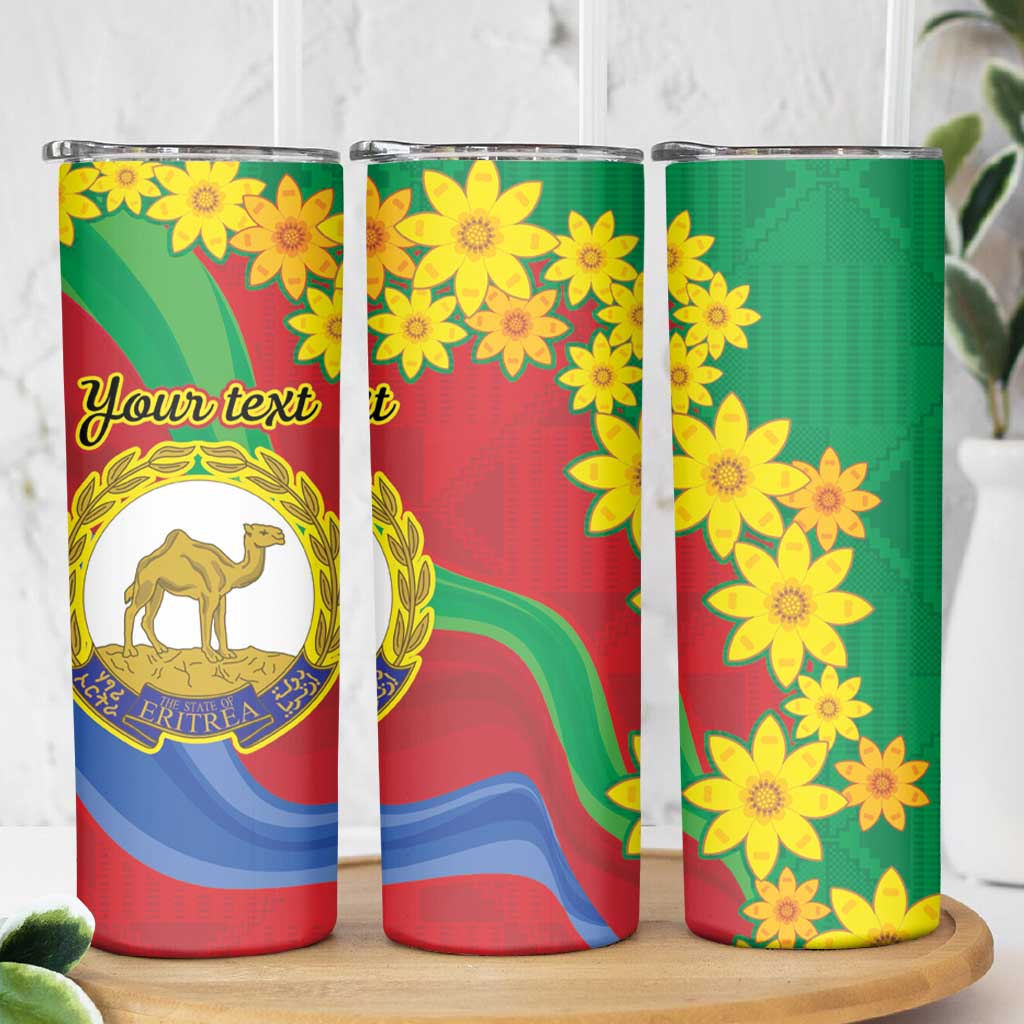 Eritrea New Year Personalized Skinny Tumbler Enkutatash Adey Abeba Flower Art - Wonder Print Shop