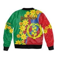 Eritrea New Year Personalized Sleeve Zip Bomber Jacket Enkutatash Adey Abeba Flower Art - Wonder Print Shop