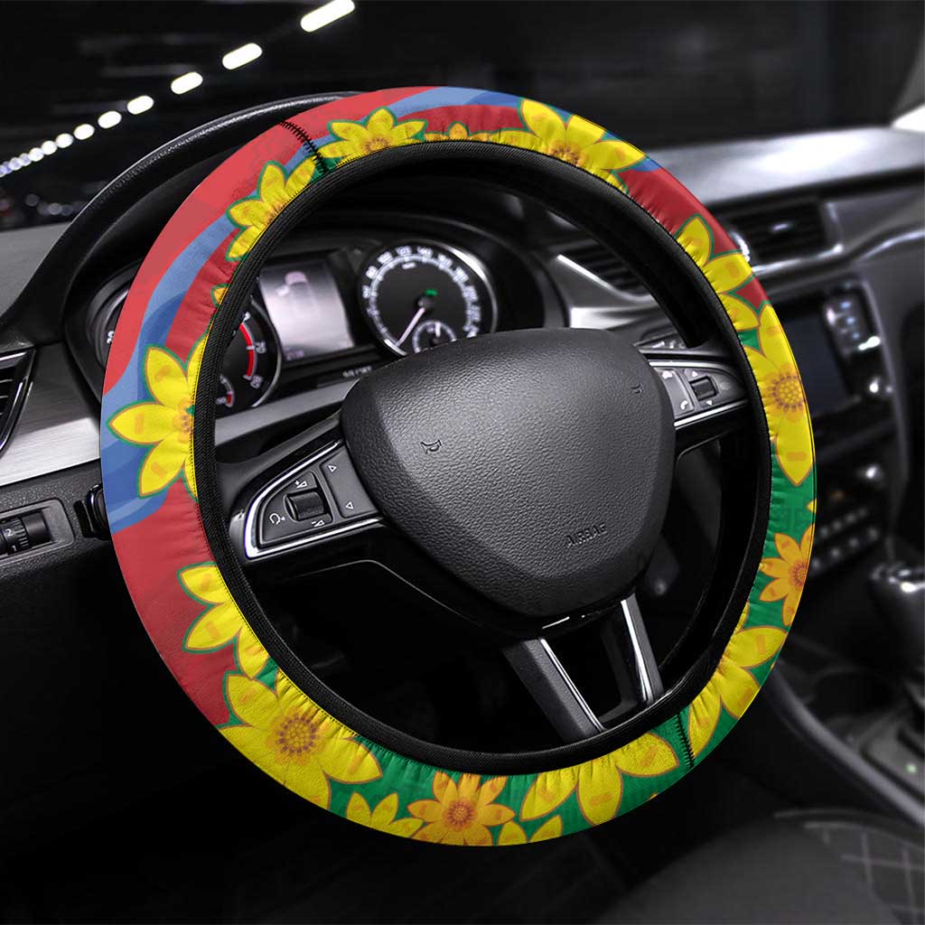 Eritrea New Year Steering Wheel Cover Enkutatash Adey Abeba Flower Art - Wonder Print Shop