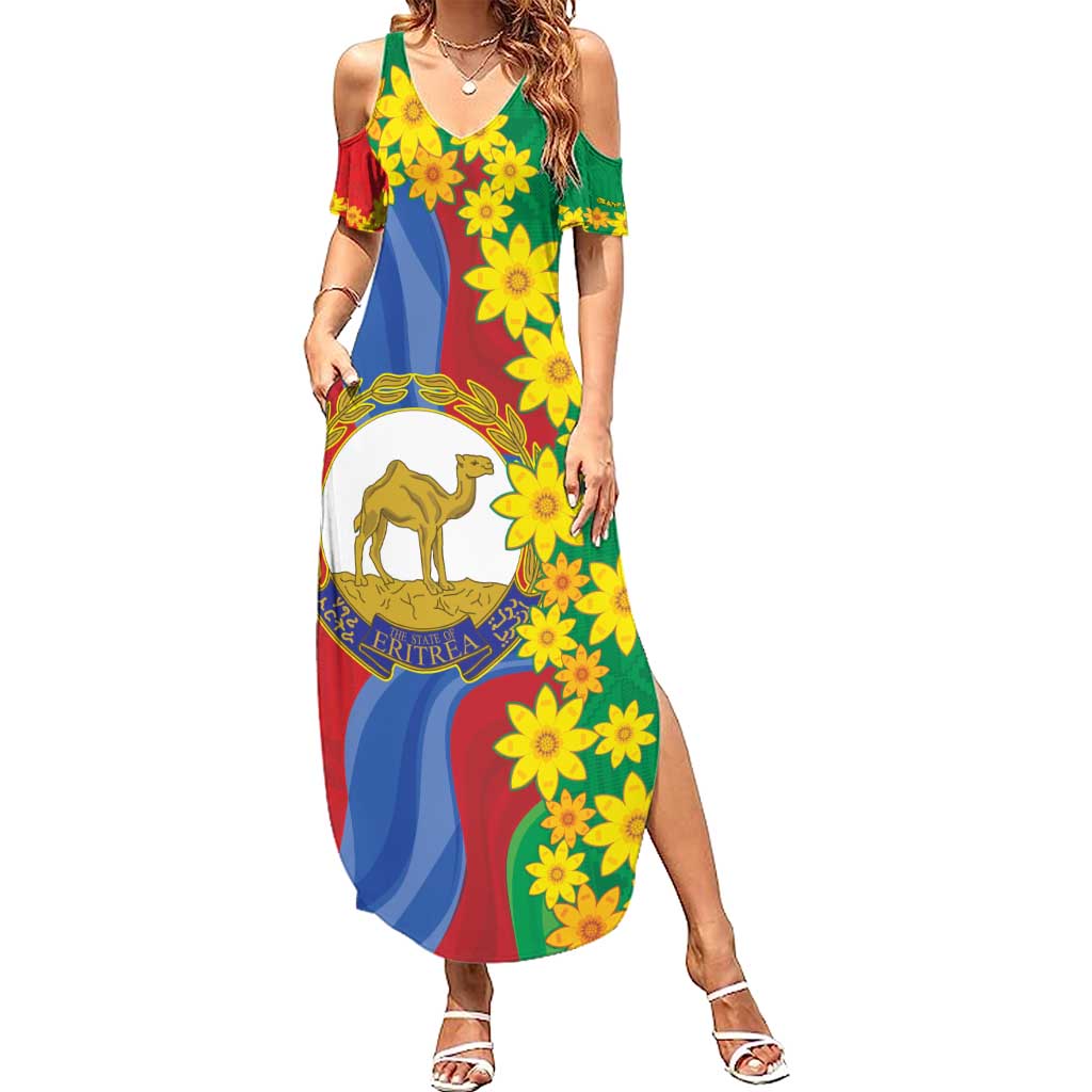 Eritrea New Year Personalized Summer Maxi Dress Enkutatash Adey Abeba Flower Art - Wonder Print Shop