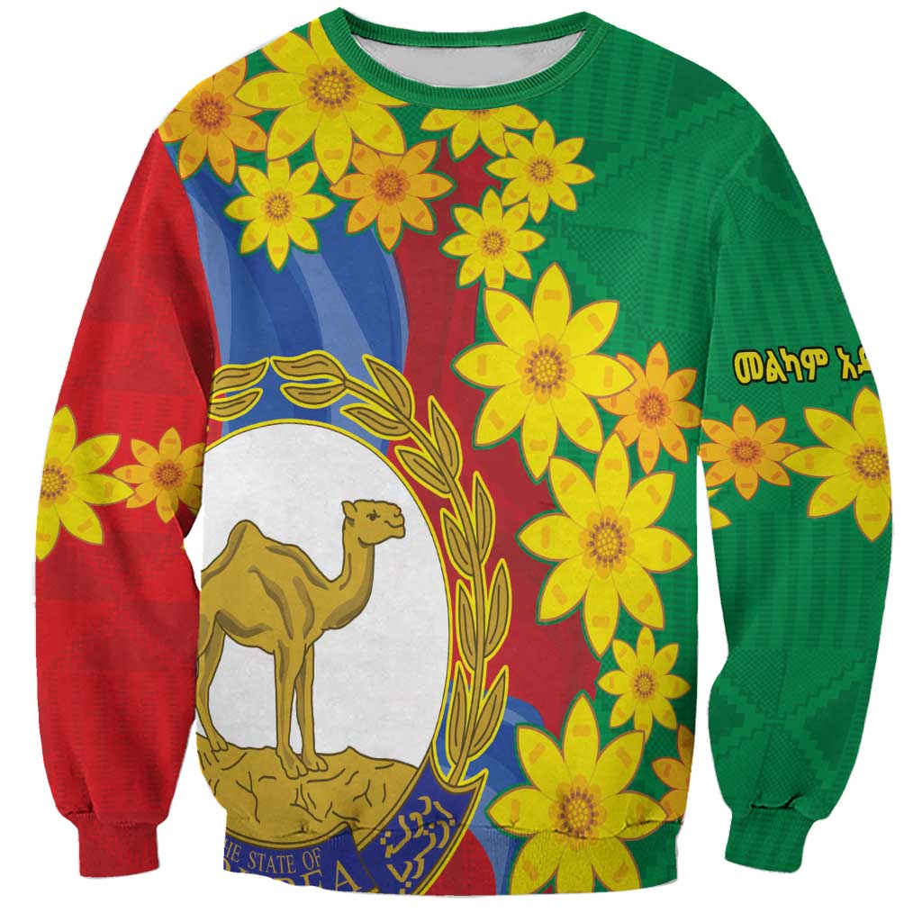 Eritrea New Year Personalized Sweatshirt Enkutatash Adey Abeba Flower Art - Wonder Print Shop