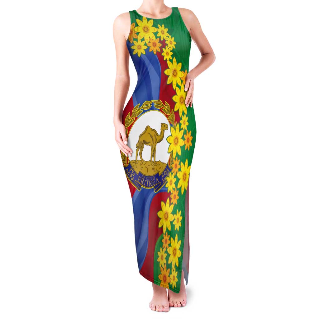 Eritrea New Year Personalized Tank Maxi Dress Enkutatash Adey Abeba Flower Art - Wonder Print Shop