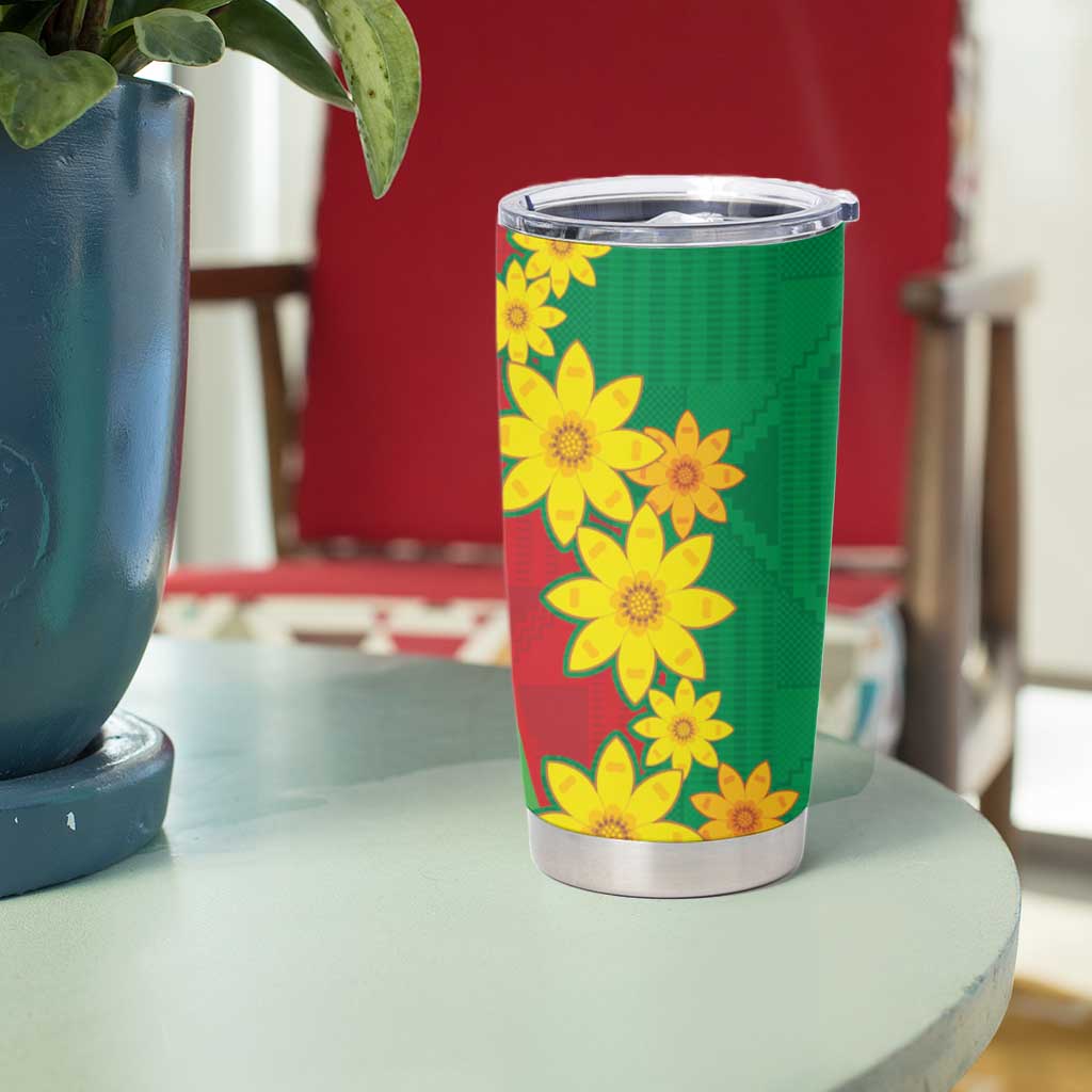 Eritrea New Year Personalized Tumbler Cup Enkutatash Adey Abeba Flower Art - Wonder Print Shop