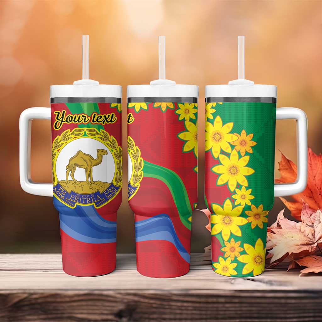 Eritrea New Year Personalized Tumbler With Handle Enkutatash Adey Abeba Flower Art - Wonder Print Shop