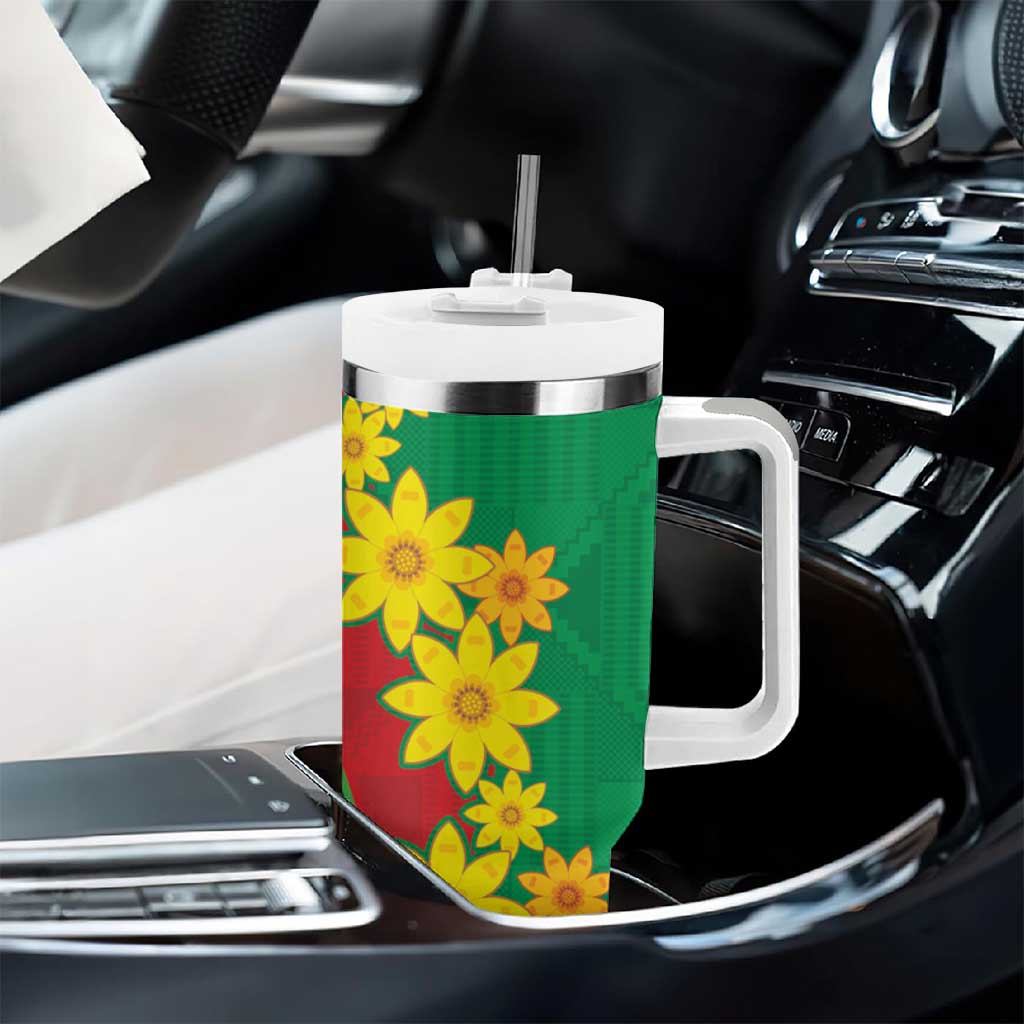 Eritrea New Year Personalized Tumbler With Handle Enkutatash Adey Abeba Flower Art - Wonder Print Shop