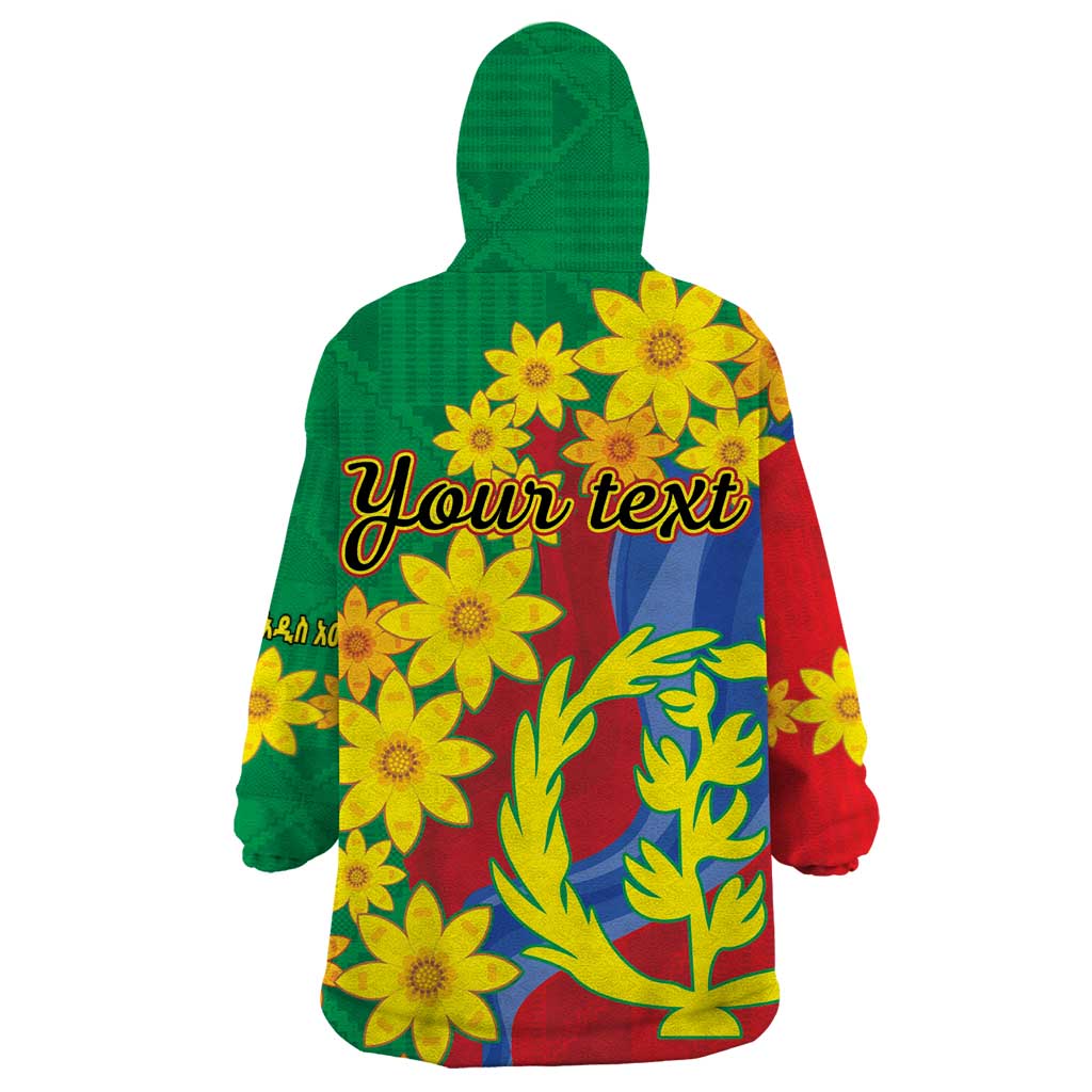 Eritrea New Year Personalized Wearable Blanket Hoodie Enkutatash Adey Abeba Flower Art - Wonder Print Shop