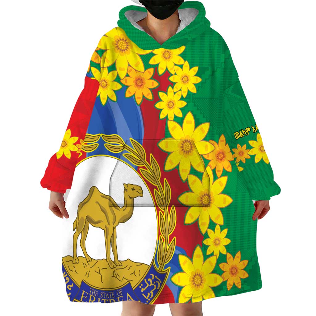 Eritrea New Year Personalized Wearable Blanket Hoodie Enkutatash Adey Abeba Flower Art - Wonder Print Shop