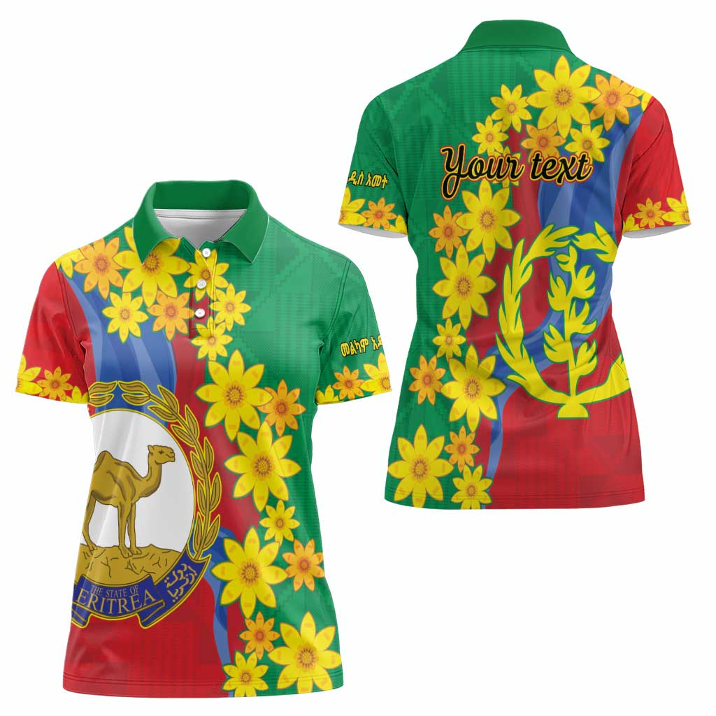 Eritrea New Year Personalized Women Polo Shirt Enkutatash Adey Abeba Flower Art - Wonder Print Shop