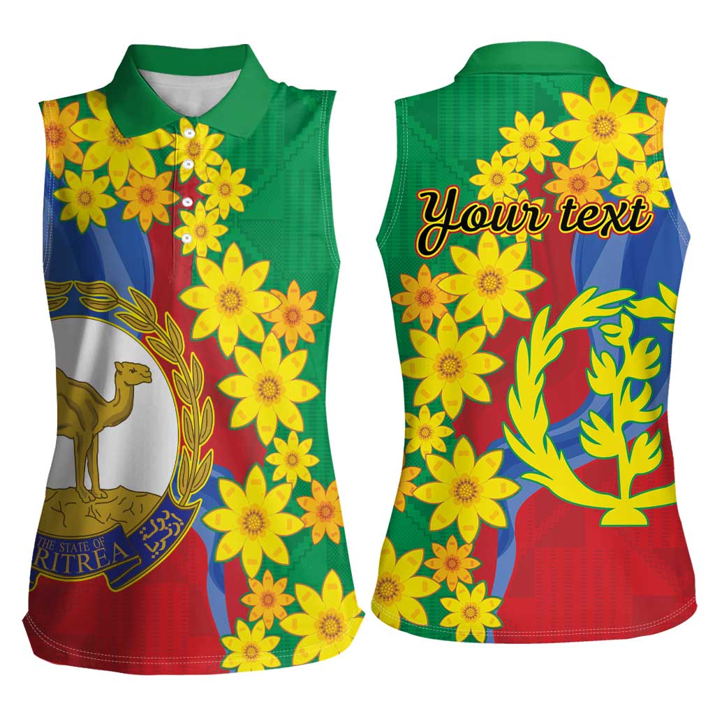 Eritrea New Year Personalized Women Sleeveless Polo Shirt Enkutatash Adey Abeba Flower Art - Wonder Print Shop