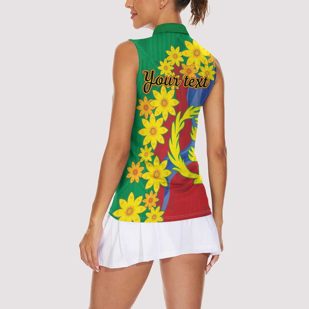 Eritrea New Year Personalized Women Sleeveless Polo Shirt Enkutatash Adey Abeba Flower Art - Wonder Print Shop