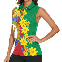 Eritrea New Year Personalized Women Sleeveless Polo Shirt Enkutatash Adey Abeba Flower Art - Wonder Print Shop