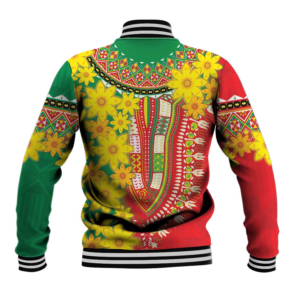 Ethiopian New Year Baseball Jacket Enkutatash Adey Abeba Flower Art LT9 - Wonder Print Shop