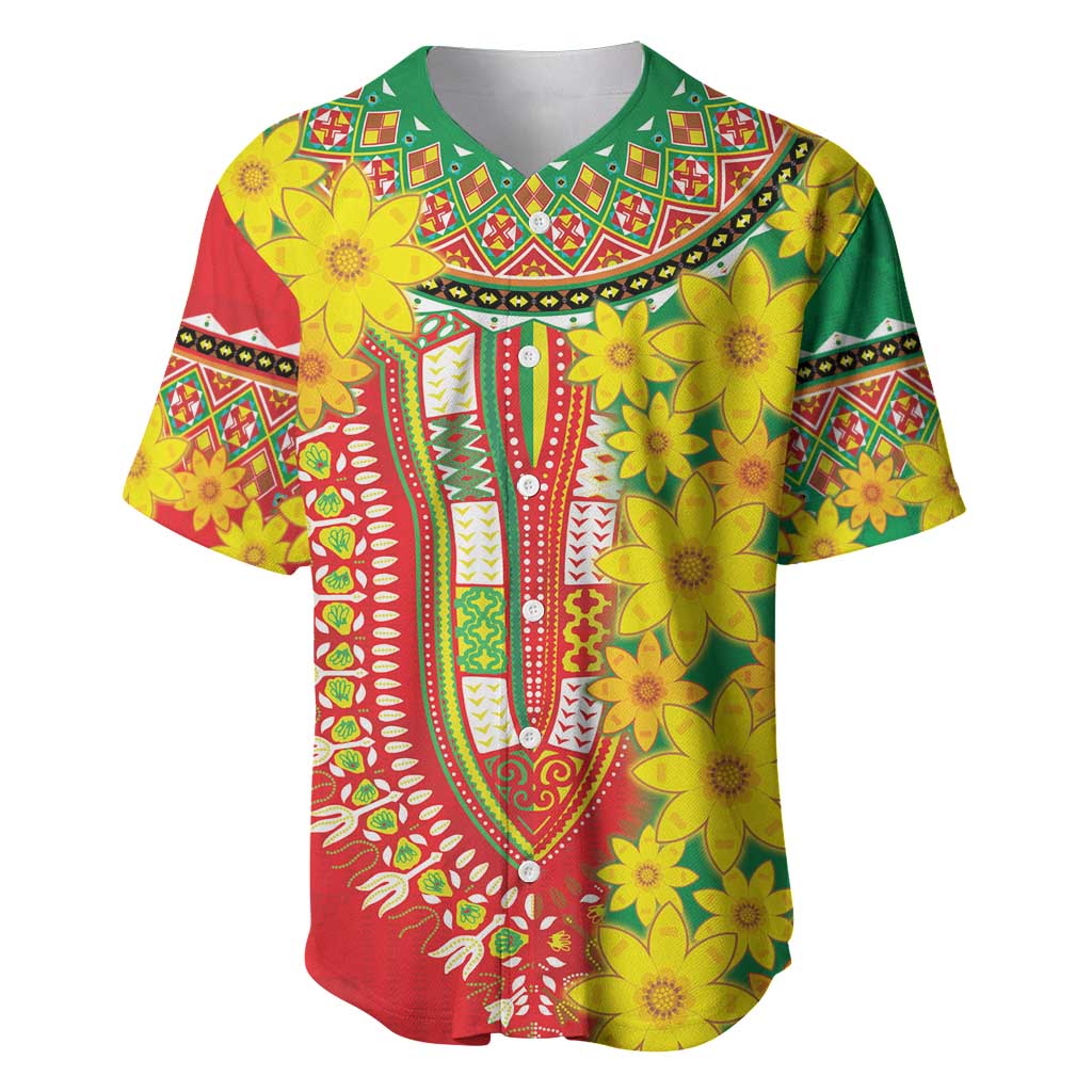 Ethiopian New Year Baseball Jersey Enkutatash Adey Abeba Flower Art LT9 - Wonder Print Shop