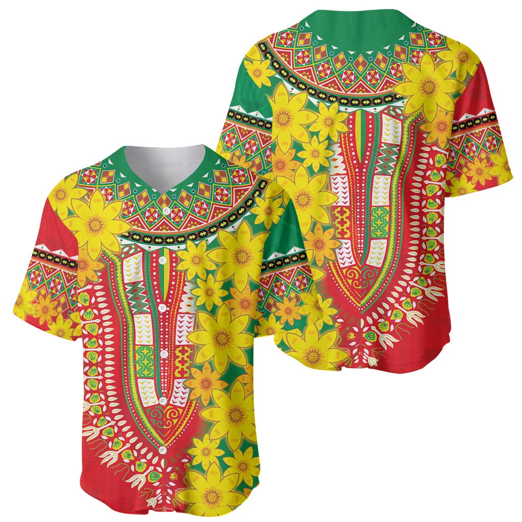 Ethiopian New Year Baseball Jersey Enkutatash Adey Abeba Flower Art LT9 - Wonder Print Shop
