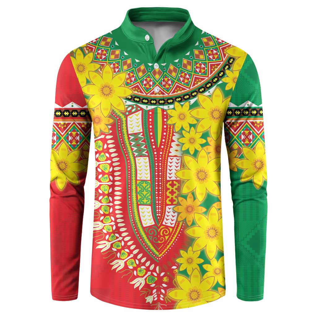 Ethiopian New Year Button Sweatshirt Enkutatash Adey Abeba Flower Art LT9 - Wonder Print Shop