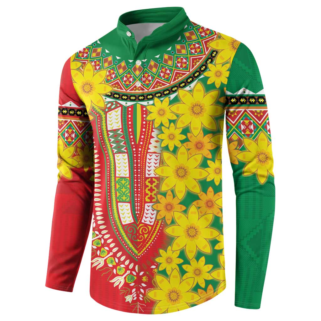 Ethiopian New Year Button Sweatshirt Enkutatash Adey Abeba Flower Art LT9 - Wonder Print Shop