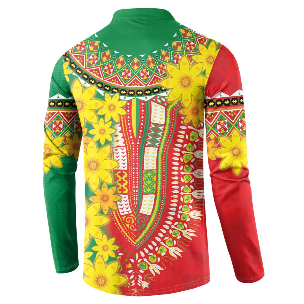 Ethiopian New Year Button Sweatshirt Enkutatash Adey Abeba Flower Art LT9 - Wonder Print Shop