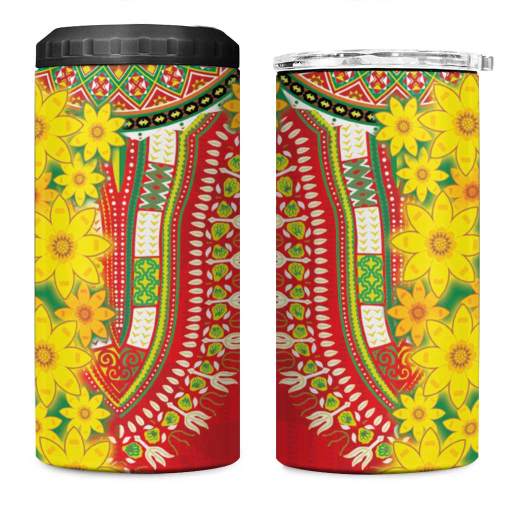 Ethiopian New Year 4 in 1 Can Cooler Tumbler Enkutatash Adey Abeba Flower Art LT9 - Wonder Print Shop