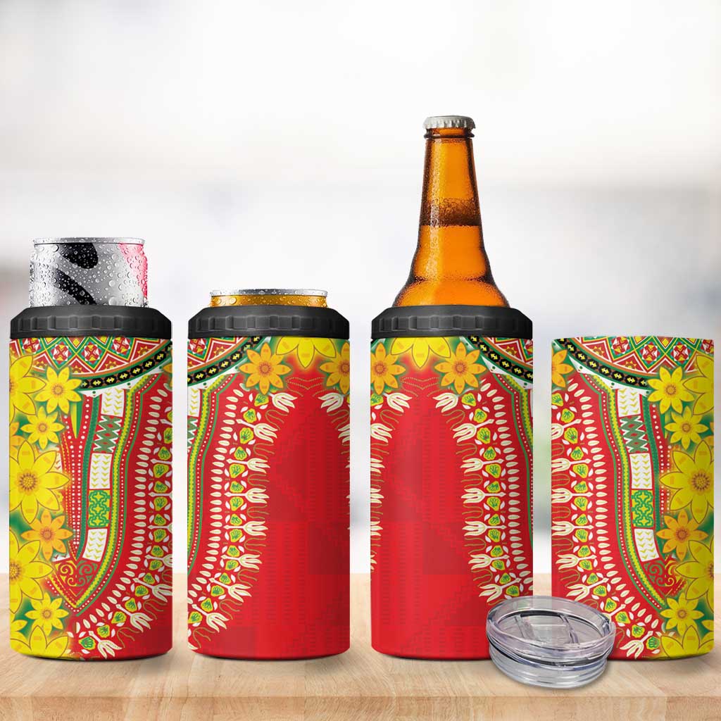 Ethiopian New Year 4 in 1 Can Cooler Tumbler Enkutatash Adey Abeba Flower Art LT9 - Wonder Print Shop