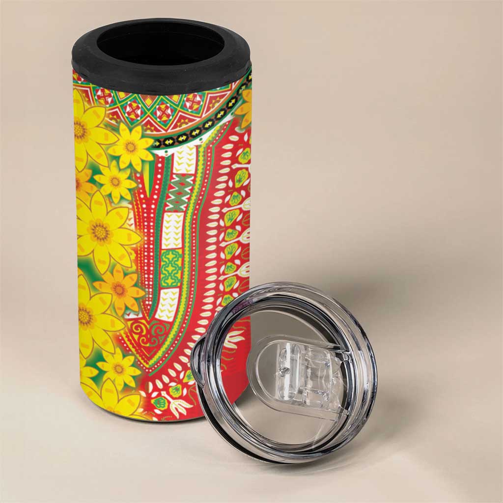 Ethiopian New Year 4 in 1 Can Cooler Tumbler Enkutatash Adey Abeba Flower Art LT9 - Wonder Print Shop