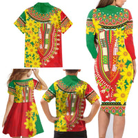 Ethiopian New Year Family Matching Long Sleeve Bodycon Dress and Hawaiian Shirt Enkutatash Adey Abeba Flower Art LT9 - Wonder Print Shop