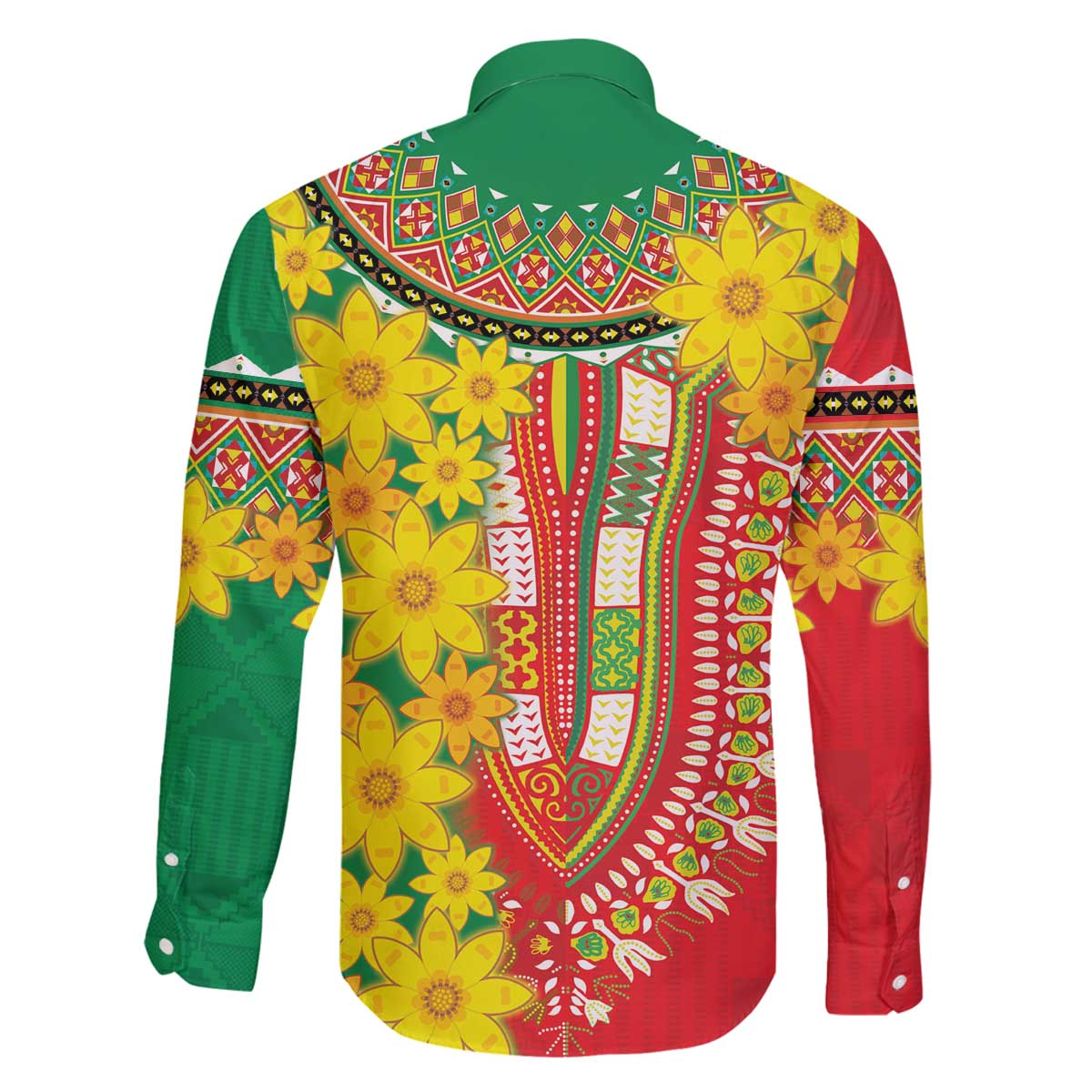 Ethiopian New Year Family Matching Off The Shoulder Long Sleeve Dress and Hawaiian Shirt Enkutatash Adey Abeba Flower Art - Wonder Print Shop