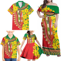 Ethiopian New Year Family Matching Off Shoulder Maxi Dress and Hawaiian Shirt Enkutatash Adey Abeba Flower Art LT9 - Wonder Print Shop