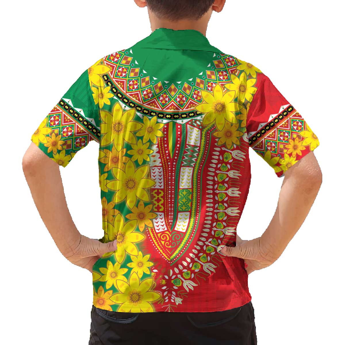 Ethiopian New Year Family Matching Puletasi and Hawaiian Shirt Enkutatash Adey Abeba Flower Art - Wonder Print Shop