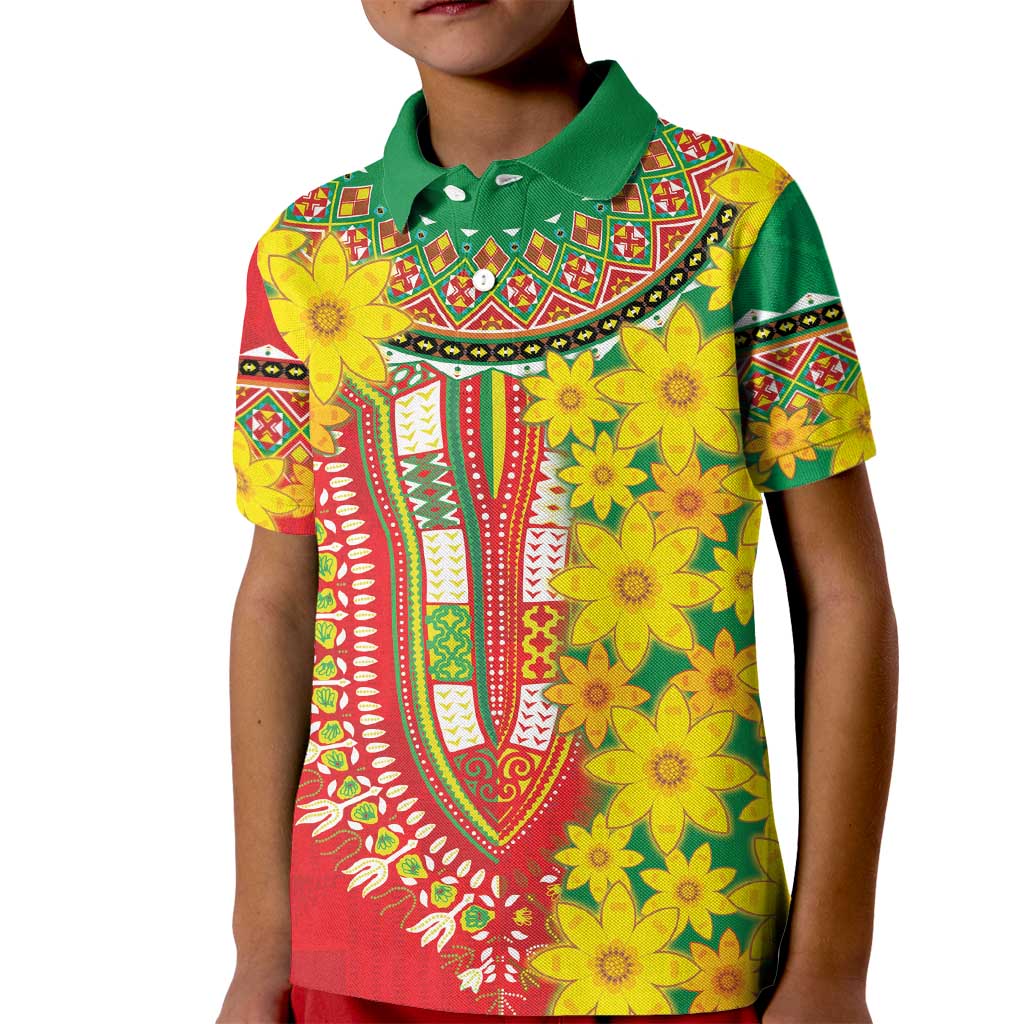 Ethiopian New Year Kid Polo Shirt Enkutatash Adey Abeba Flower Art - Wonder Print Shop