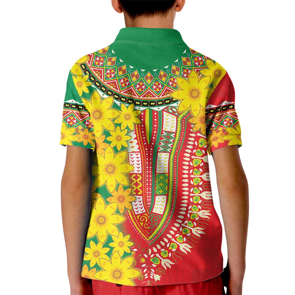 Ethiopian New Year Kid Polo Shirt Enkutatash Adey Abeba Flower Art - Wonder Print Shop