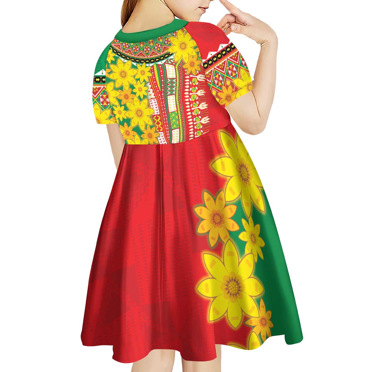Ethiopian New Year Kid Short Sleeve Dress Enkutatash Adey Abeba Flower Art - Wonder Print Shop