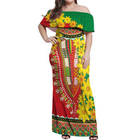 Ethiopian New Year Off Shoulder Maxi Dress Enkutatash Adey Abeba Flower Art - Wonder Print Shop