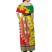 Ethiopian New Year Off Shoulder Maxi Dress Enkutatash Adey Abeba Flower Art - Wonder Print Shop