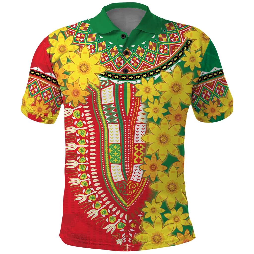 Ethiopian New Year Polo Shirt Enkutatash Adey Abeba Flower Art - Wonder Print Shop