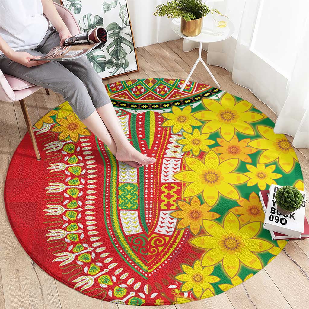 Ethiopian New Year Round Carpet Enkutatash Adey Abeba Flower Art