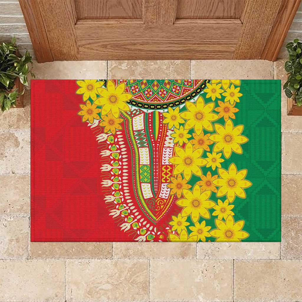 Ethiopian New Year Rubber Doormat Enkutatash Adey Abeba Flower Art - Wonder Print Shop