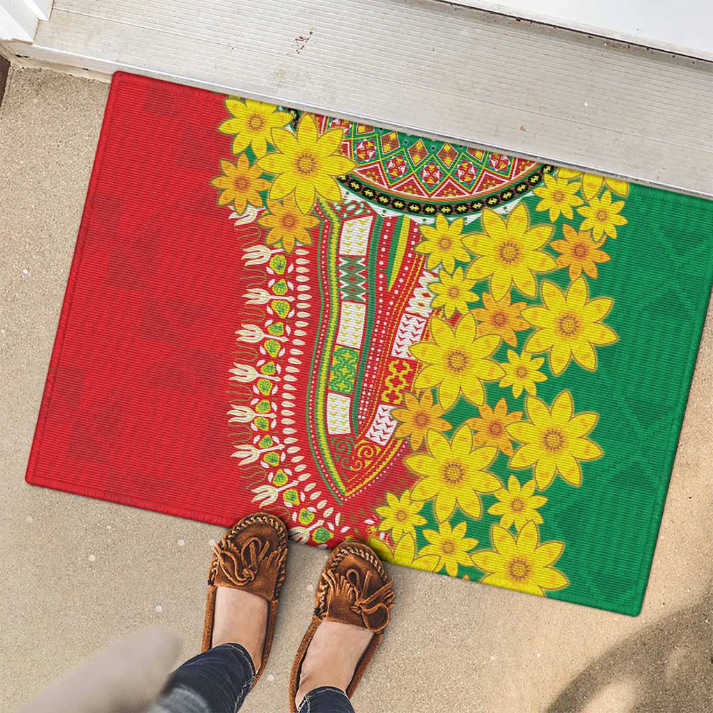 Ethiopian New Year Rubber Doormat Enkutatash Adey Abeba Flower Art - Wonder Print Shop
