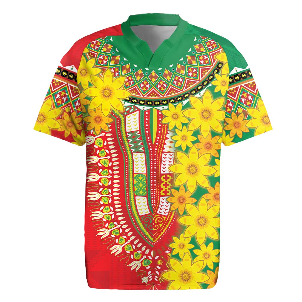 Ethiopian New Year Rugby Jersey Enkutatash Adey Abeba Flower Art - Wonder Print Shop