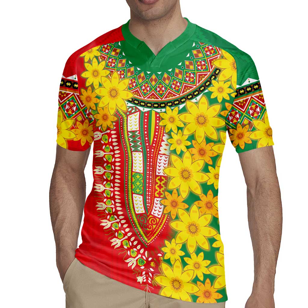 Ethiopian New Year Rugby Jersey Enkutatash Adey Abeba Flower Art - Wonder Print Shop